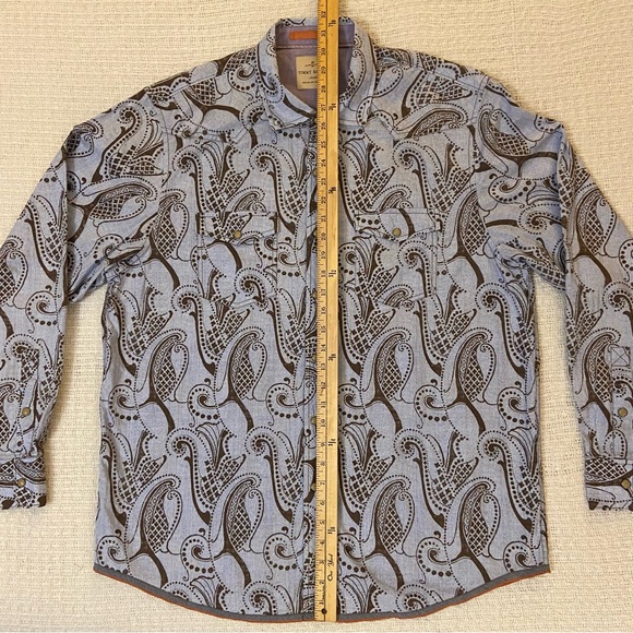 Tommy Bahama Jeans floral paisley w/ 2 button flap pockets sz L blue brown - Picture 2 of 13